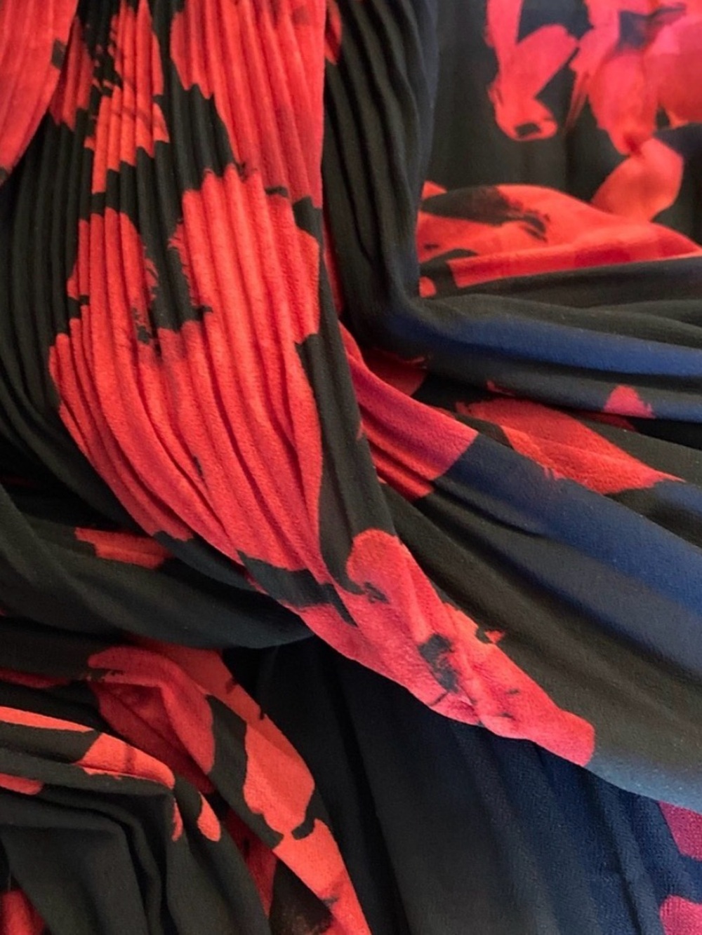 H&M Black Midi Dress with Red Floral Pattern - Picture 3 of 6